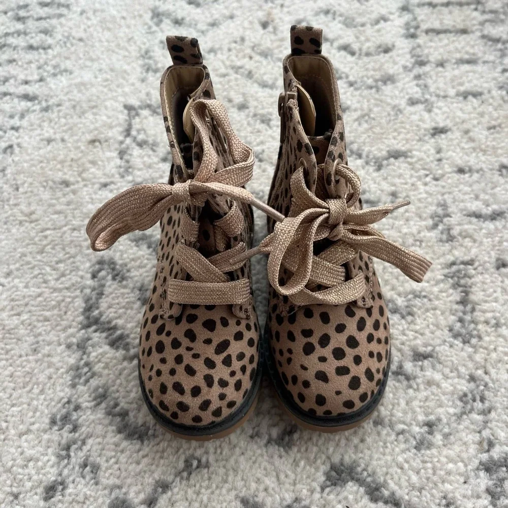Cat and Jack Leopard Combat Boots7C